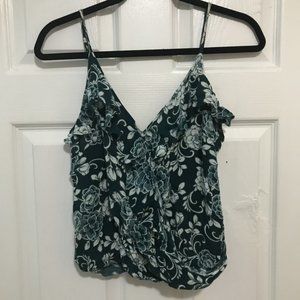 Green Floral Ruffle Cami